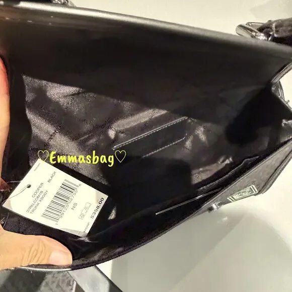 Michael Kors Cooper Embellished Signature Logo Trunk Crossbody Bag Black - Picture 6 of 8